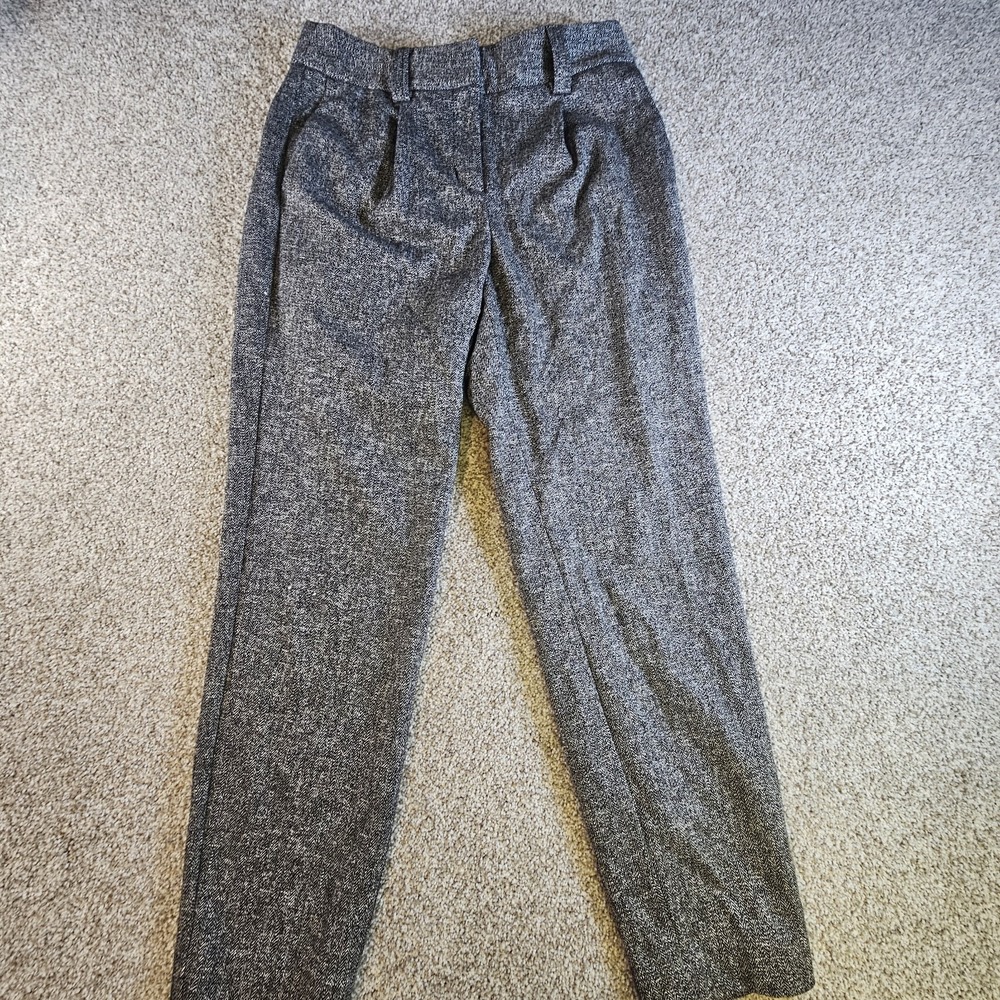 Express Womens Herringbone Dress Pants 2R Lined Stretch Gray